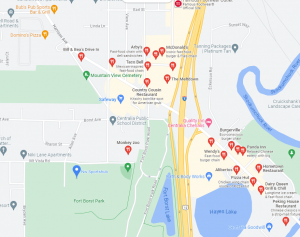 Map of Resturants near NW Sports Hub