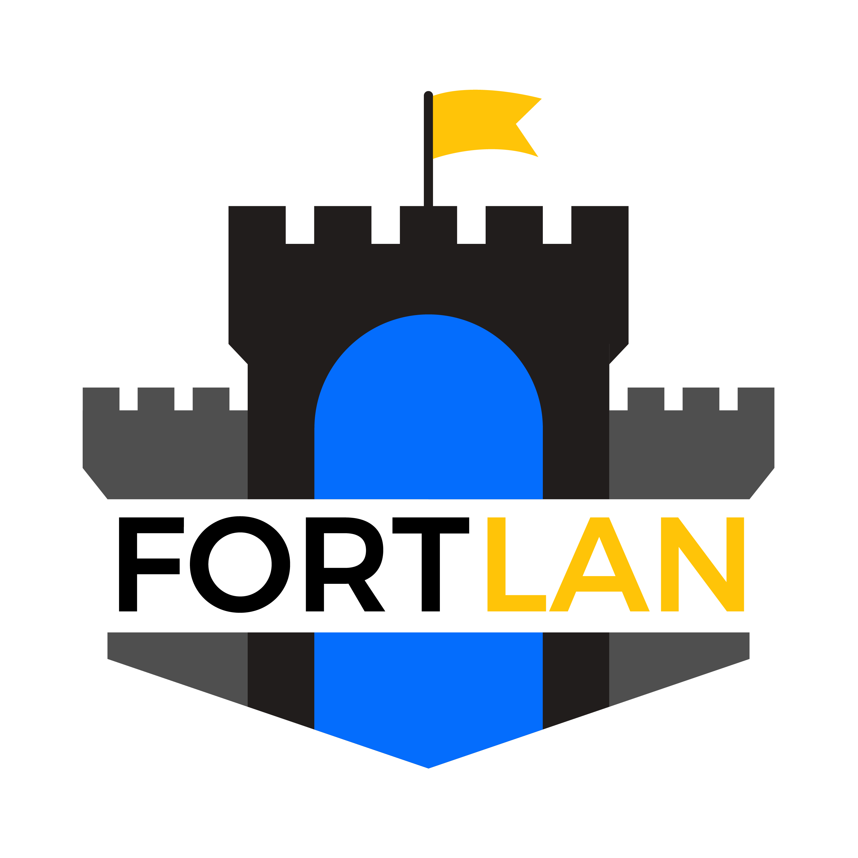 FortLAN Logo Blue Yellow